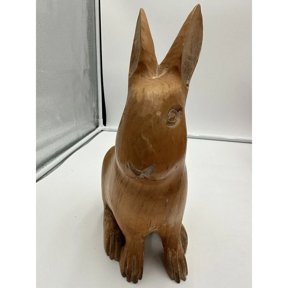 VINTAGE SARREID LTD SPAIN~ HAND-CARVED WOOD BUNNY RABBIT STICKER LIFE SIZE - Picture 2 of 11